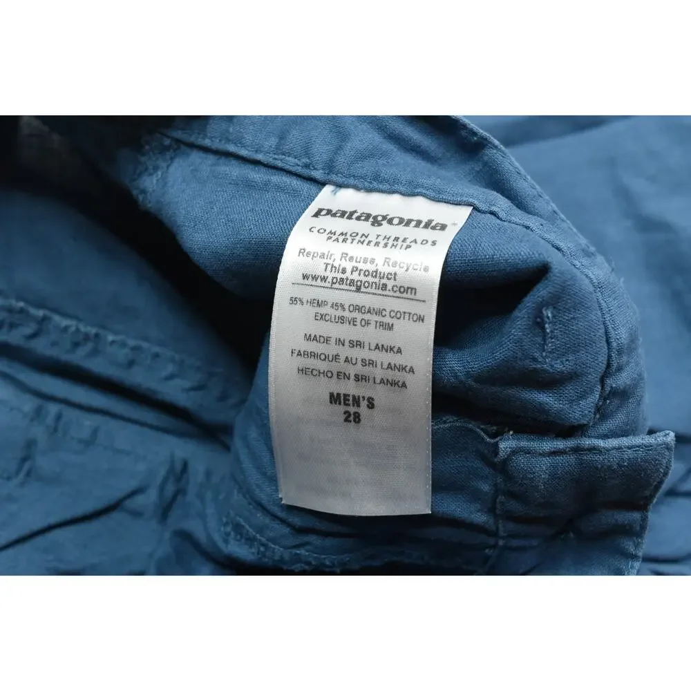 Patagonia Back Step Pants Mens 28 Blue Hemp Cotton Lightweight Regular Fit